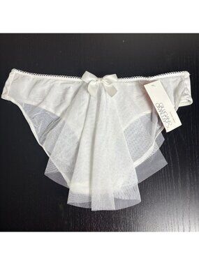 NWT GILLIGAN & O'MALLEY Womens L Sheer White Mesh Bridal Bikini Panties 2013